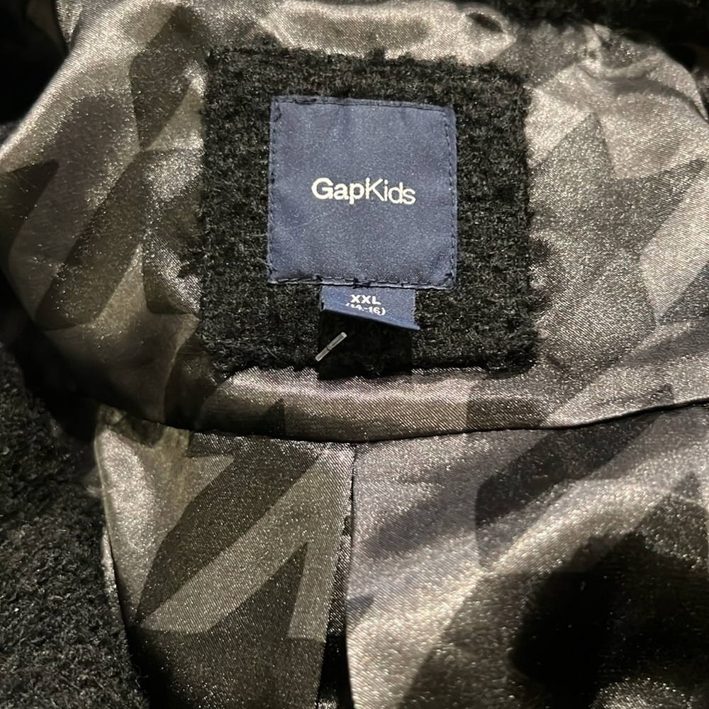 Gap Kids Girls Black Brighton Coat Holiday Boucle Trench Coat XXL 14-16 - Picture 3 of 7
